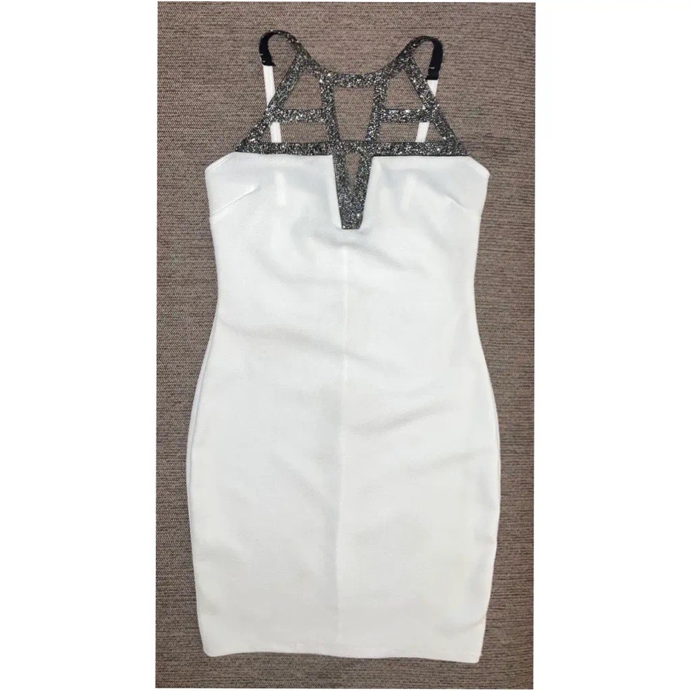 Charlotte Russe White and gray sparkly geometric moon rock mini cocktail dress! - Picture 9 of 15